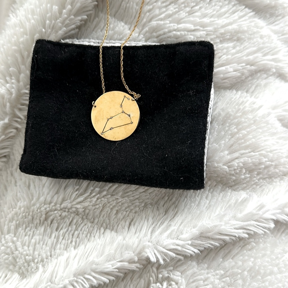 MOON & LOLA crystal cutout constellation necklace. Leo zodiac.